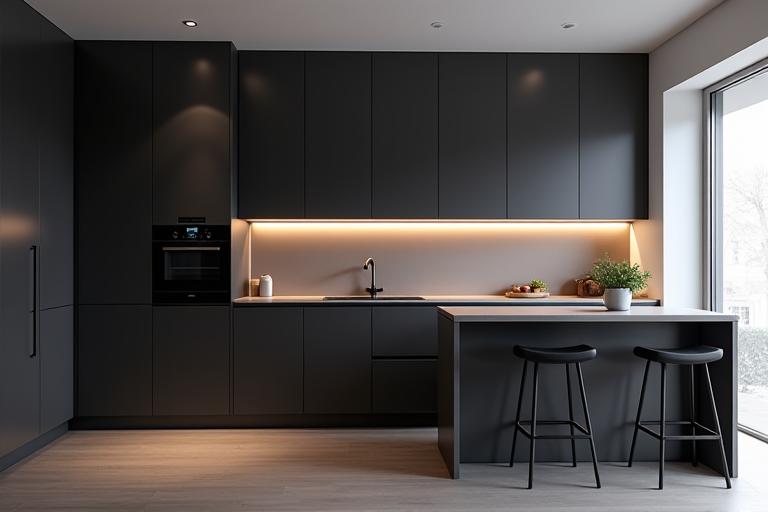 Vijay Kumar's sleek, bachelor-pad kitchen.